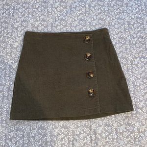 Olive Green Corduroy Mini-Skirt
